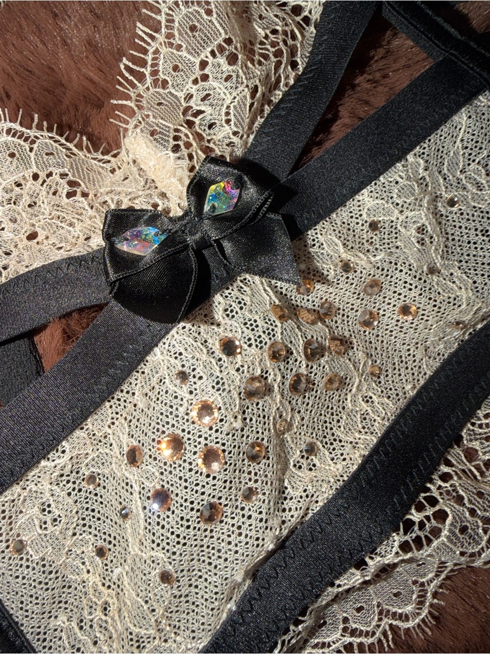 RARE VS 2014 Fashion Show London Gilded Angels 3-Pc Swarovski Lingerie Set 32D - Picture 8 of 8